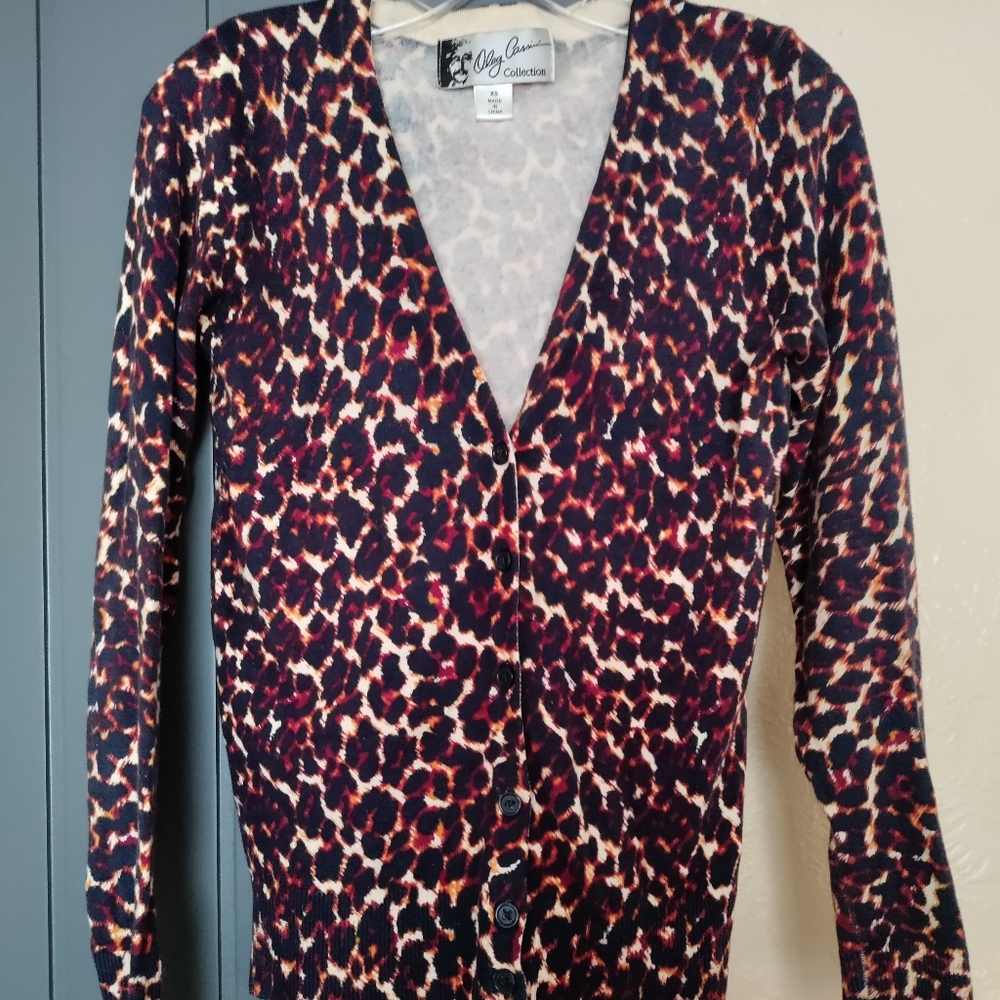 Oleg Cassini Colorful Leopard Sweater Size XS